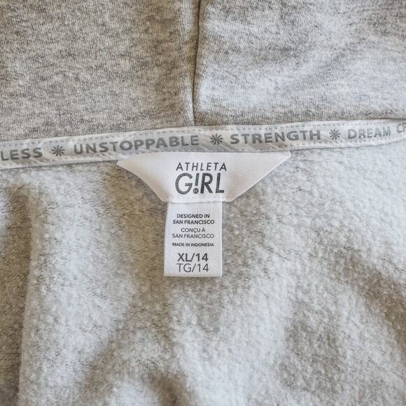 Athleta Girl, All Day Full Zip Sweatshirt, Quartz Heather Grey, Girls Size XL/14 - Picture 7 of 10